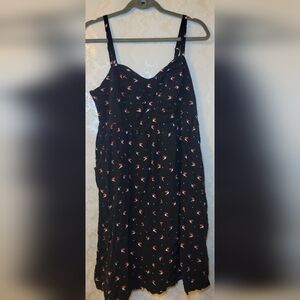 Torrid Black Dress with Red Floral Accents